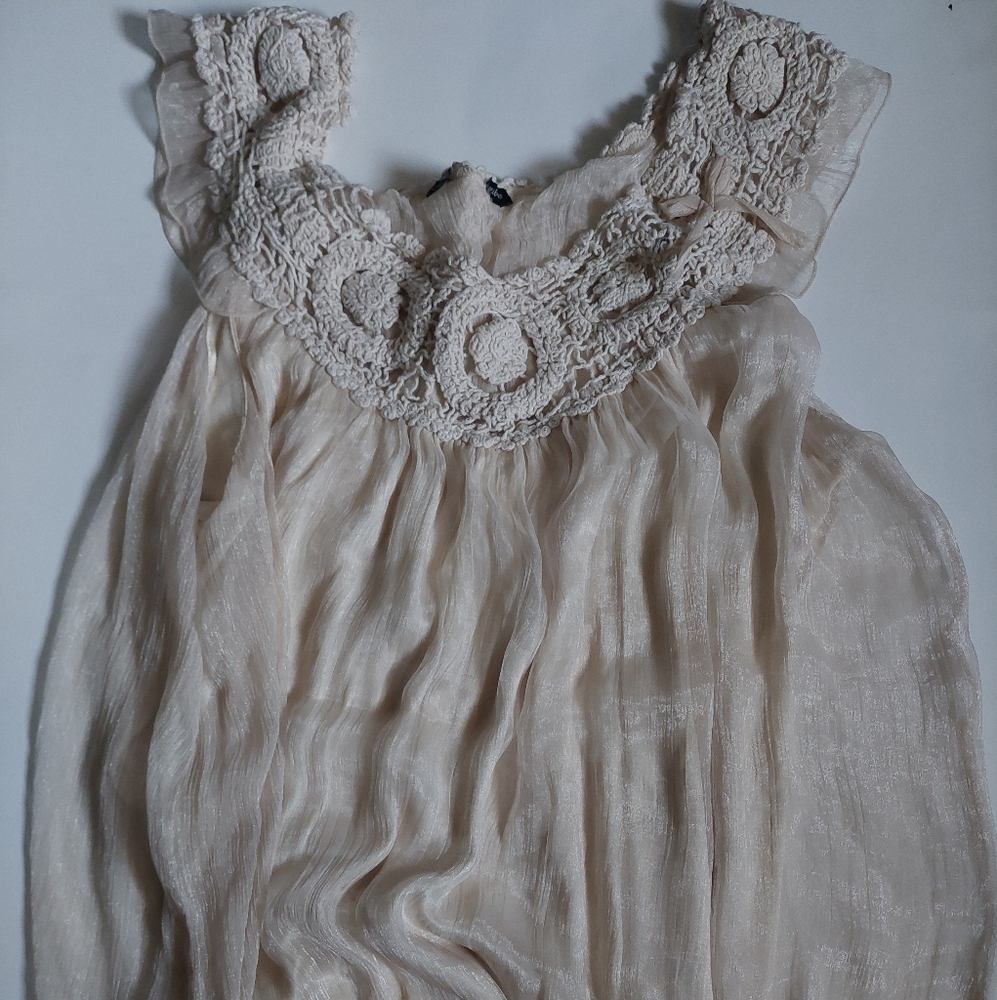 Elegant Cream Blouse with Lace Detail